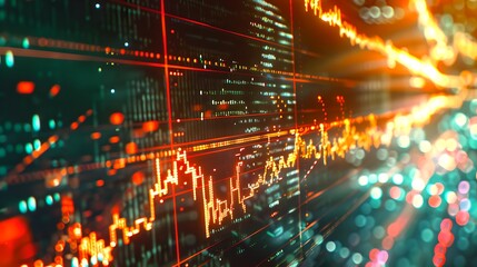 Aufkleber - Futuristic Stock Market Analysis Dashboard. Finance, Data, Technology Concept. Digital Blurred Lines and Graphs. AI