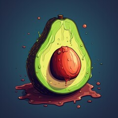 Wall Mural - A beautifully detailed avocado illustration