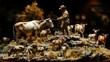 Image of a cowboy herding longhorn cattle.