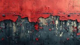 Fototapeta Do przedpokoju - Peeling red paint reveals time's passage. Generative AI