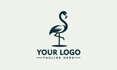 Sticker - Unique Flamingo Logo vector Luxury simple design. Vector line drawing template