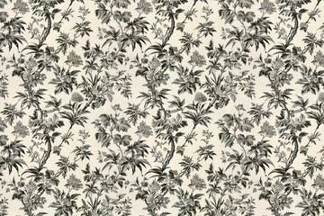 Poster - Toile floral pattern tapestry. Vintage botanical wallpaper pattern. Background image. Created with Generative AI technology