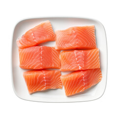 Wall Mural - Raw salmon fillets isolated on transparent or white background, png