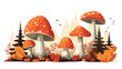 Autumn edible and inedible mushrooms. Birch boletus