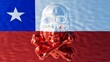 Chilean Lone Star Flag Refracted Through a Glistening Water Sculpture
