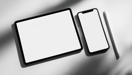Poster - mockup template for different screen sizes - monitor, tablet and phone - application design, web des