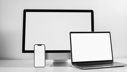 Poster - Mockup Template for Different Screen Sizes - Monitor, Tablet and Phone - Application Design, Web Design and User Interface Design - Asset for Presentation of Graphic Design and Portfolio