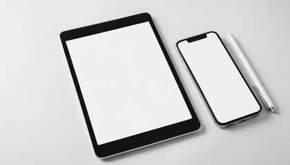 Poster - mockup template for different screen sizes - monitor, tablet and phone - application design, web des