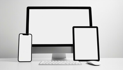 Poster - Mockup Template for Different Screen Sizes - Monitor, Tablet and Phone - Application Design, Web Design and User Interface Design - Asset for Presentation of Graphic Design and Portfolio
