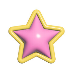 Poster - Inflated 3d star with plasticine effect. Icon in y2k style. Vector illustration