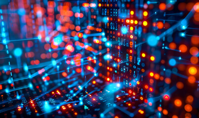 Poster - it specialist monitoring cybersecurity systems, malware detection on computers, digital data protect
