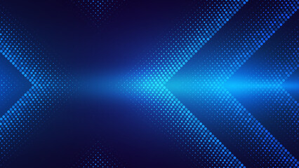 Leinwandbilder - Digital Halftone Arrows Pointing To The Center. Abstract Technology Background. Hi-Tech Business Presentation Template. Vector Illustration.