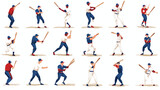 Fototapeta  - Baseball players set. Pitchers catchers batters and
