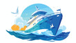 Doodle drawing of passenger ship marine vessel tour