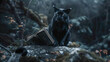 Black panther looking in angry mode. black tiger looking angry style. black angry leopard close up view.