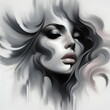 Woman Portrait: Abstract Grayscale Art