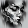 Woman Portrait: Abstract Grayscale Art