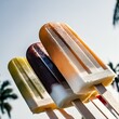 Festive and bright refreshing ice pops celebrating summer