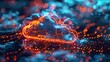 © Nawarit - Digital cloud symbol glowing on a screen, close-up on the icon representing cloud computing solutions