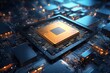 Cpu on a motherboard. technology background. High resolution 3d render