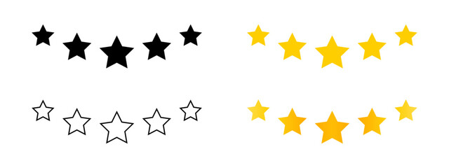 Wall Mural - 5 star ranking icon set. five stars review rating illustration. top quality rating sign isolated.