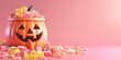 Ghoulish Halloween  pink Background