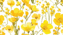 Elegant Seamless Pattern Of Rapeseed Plant Or Canol