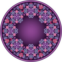 Wall Mural - Vector abstract decorative round floral ethnic ornamental frame illustration