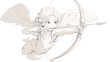 Flying Cupid holding bow and aiming or shooting arr