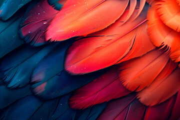 Wall Mural - Vibrant colorful saturated pattern background texture of color feathers decoration.