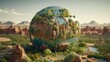 Detailed 3D globe with interactive ecozones, illustrating diverse environments from deserts to rainforests, emphasizing conservation