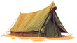 Front view of canvas tent with flat roof isolated o