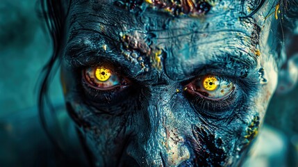 Poster - Scary Zombie with Piercing Yellow Eyes