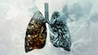 Close up macro photography of smoke coming out of a persons lungs
