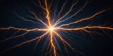 Wall Mural - flash of lightning on dark background, banner design. thunderstorm