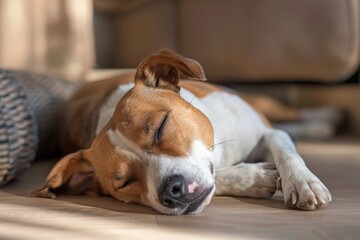 Charming, sweet puppy of chocolate color. Close-up, indoor. Day light. Concept of care, education, obedience training, raising pets. Beautiful simple AI generated image in 4K, unique.