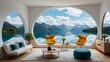 © Lembu - Beautiful living room design architecture contemporary household. Generative AI.