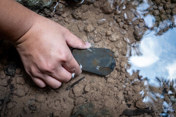 Ancient stone axe, a human tool