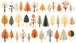 Childish forest trees in Scandinavian doodle style.
