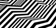 Abstract black and white monochrome zig-zag triangles striped line art pattern background template plane, optical illusion modern template