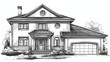 Hand drawn country house. modern private residentia