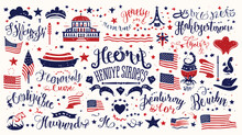 Collection Of USA Independence Day Lettering Writte