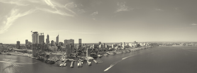 Poster - Aerial view of Perth Cityscape and Swan River, Australia