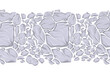 Horizontal vector seamless border with broken white stones isolated from background. Texture frame with smashed marble rocks with cracks for frames and brushes.