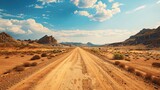 Fototapeta Sawanna - Dirt road in the desert of Utah, United States of America.