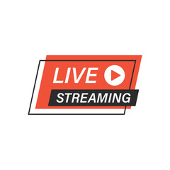 Poster - Live stream button icon in flat style. Webinar vector illustration on isolated background. Streaming sign business concept.