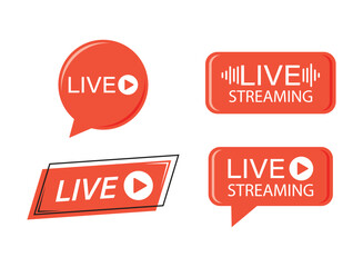 Poster - Live stream button icon in flat style. Webinar vector illustration on isolated background. Streaming sign business concept.