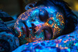 A sleeper with intricate patterns glowing on their skin connected to a machine pulsating with organic shapes Suggests the manipulation of dreamscapes for influence