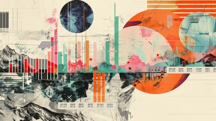 Poster - A creative collage of business graphs, representing the complexity and diversity of economic data.