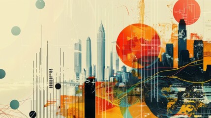 Poster - A creative collage of business graphs, representing the complexity and diversity of economic data.